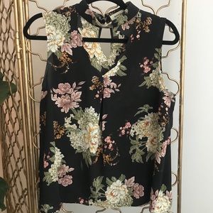 Floral Blouse with Unique Neckline